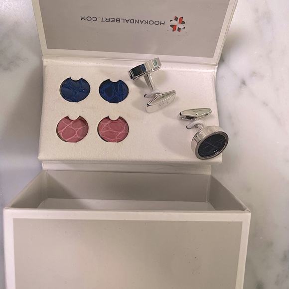 HOOK & ALBERT amazing cufflinks have interchangeable alligator 3 color inserts! - Picture 2 of 3